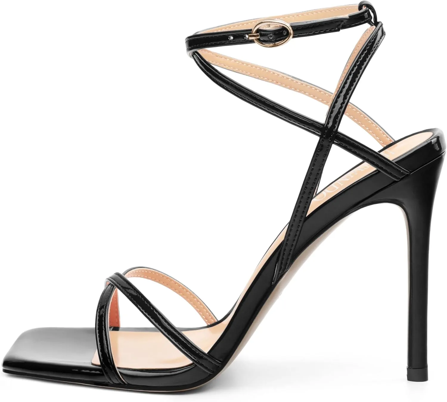 Stiletto High Heels For Women Slingback Strappy Open Square Toe Patent Heeled Sandals for Women Sexy Evening Fashion Dress Shoes