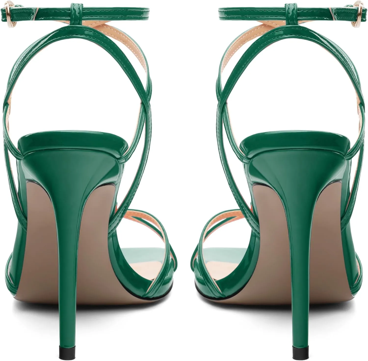 Stiletto High Heels For Women Slingback Strappy Open Square Toe Patent Heeled Sandals for Women Sexy Evening Fashion Dress Shoes
