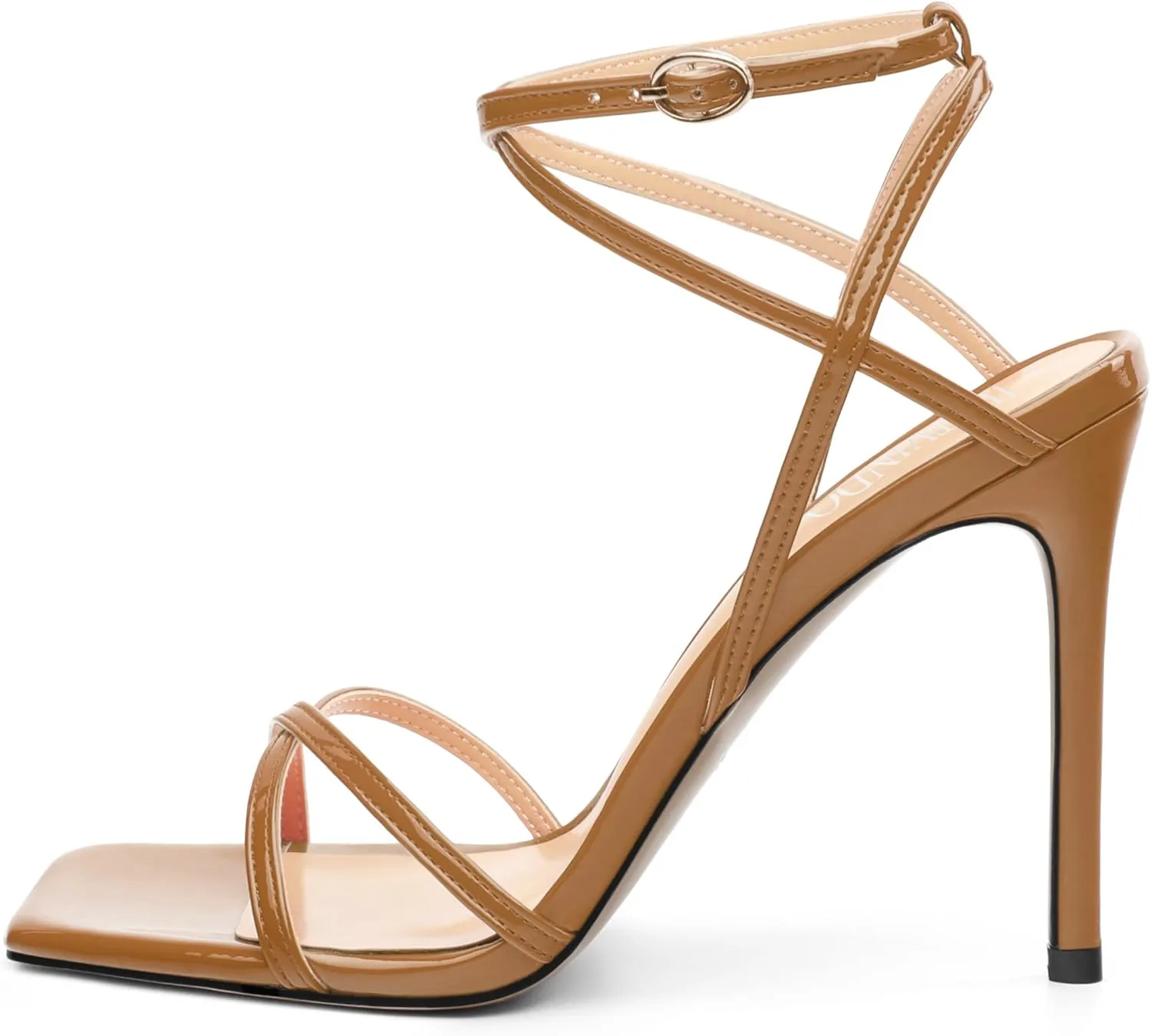 Stiletto High Heels For Women Slingback Strappy Open Square Toe Patent Heeled Sandals for Women Sexy Evening Fashion Dress Shoes