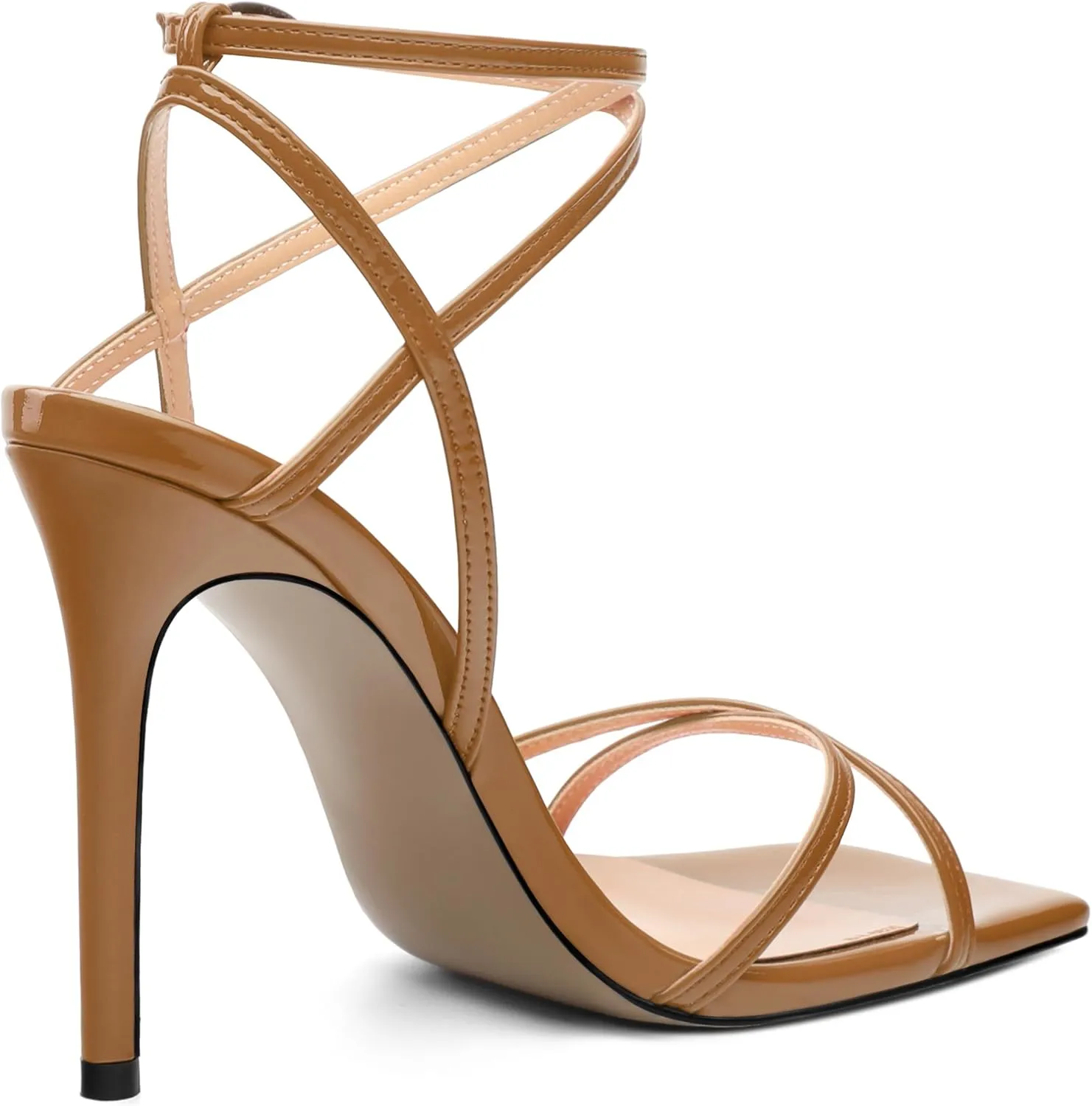 Stiletto High Heels For Women Slingback Strappy Open Square Toe Patent Heeled Sandals for Women Sexy Evening Fashion Dress Shoes