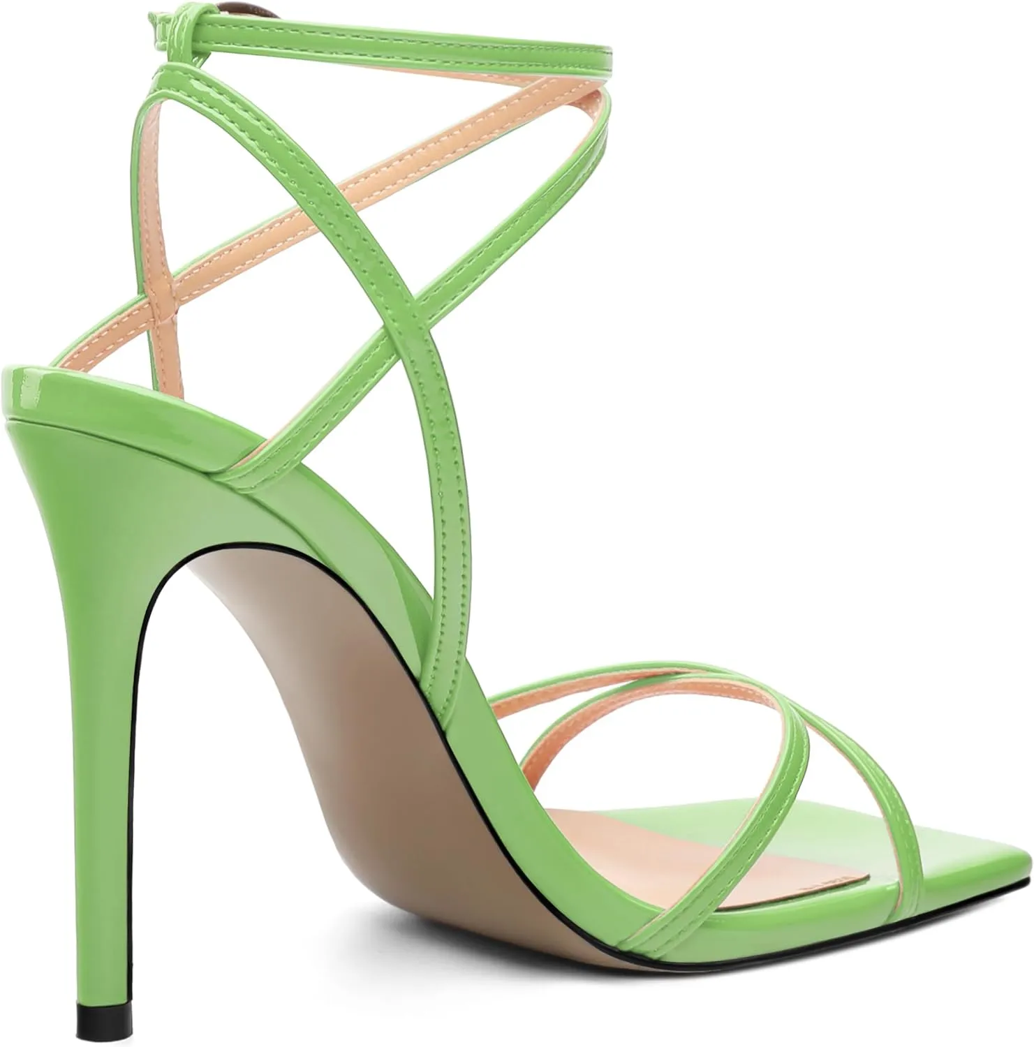 Stiletto High Heels For Women Slingback Strappy Open Square Toe Patent Heeled Sandals for Women Sexy Evening Fashion Dress Shoes
