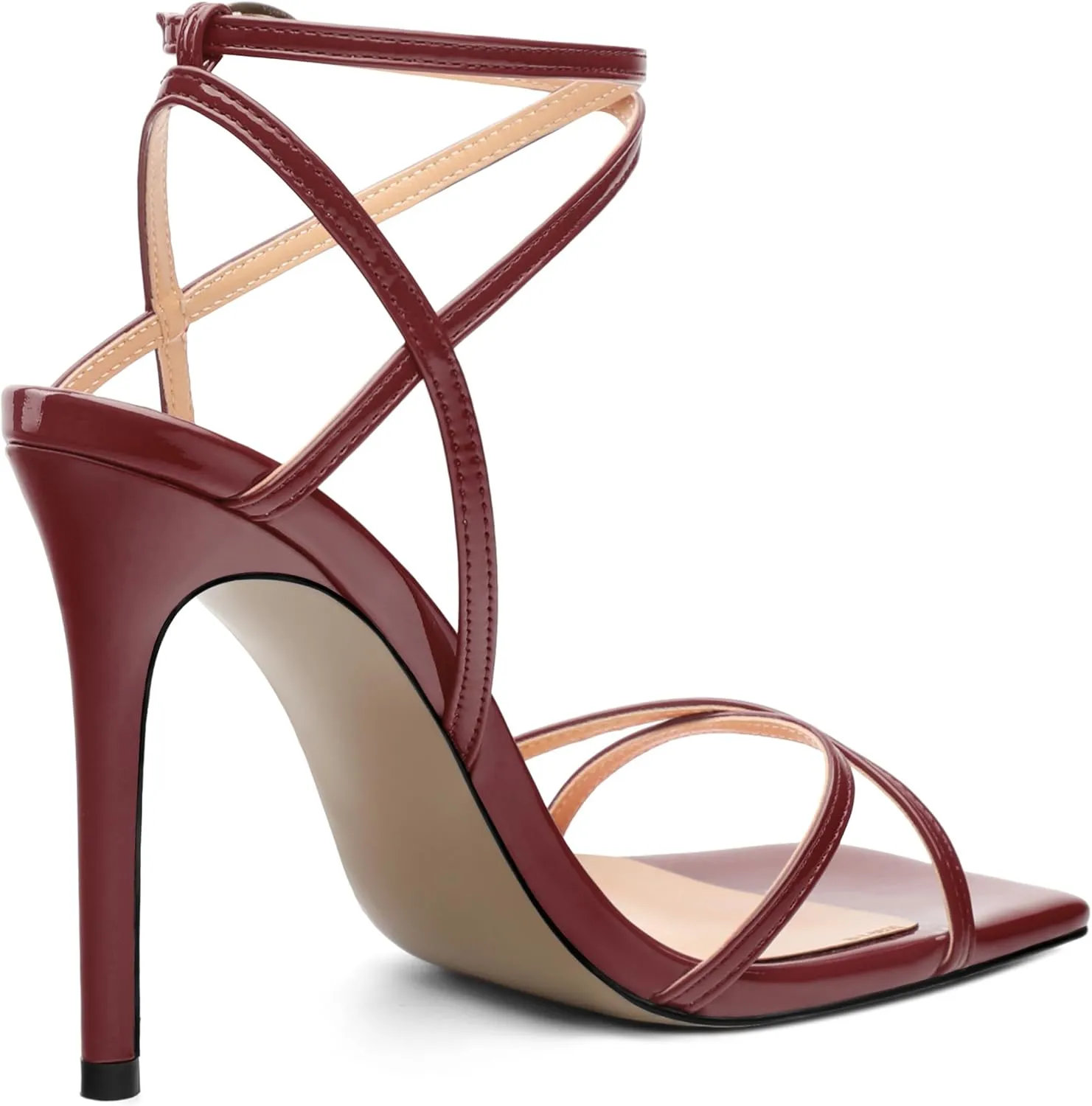 Stiletto High Heels For Women Slingback Strappy Open Square Toe Patent Heeled Sandals for Women Sexy Evening Fashion Dress Shoes