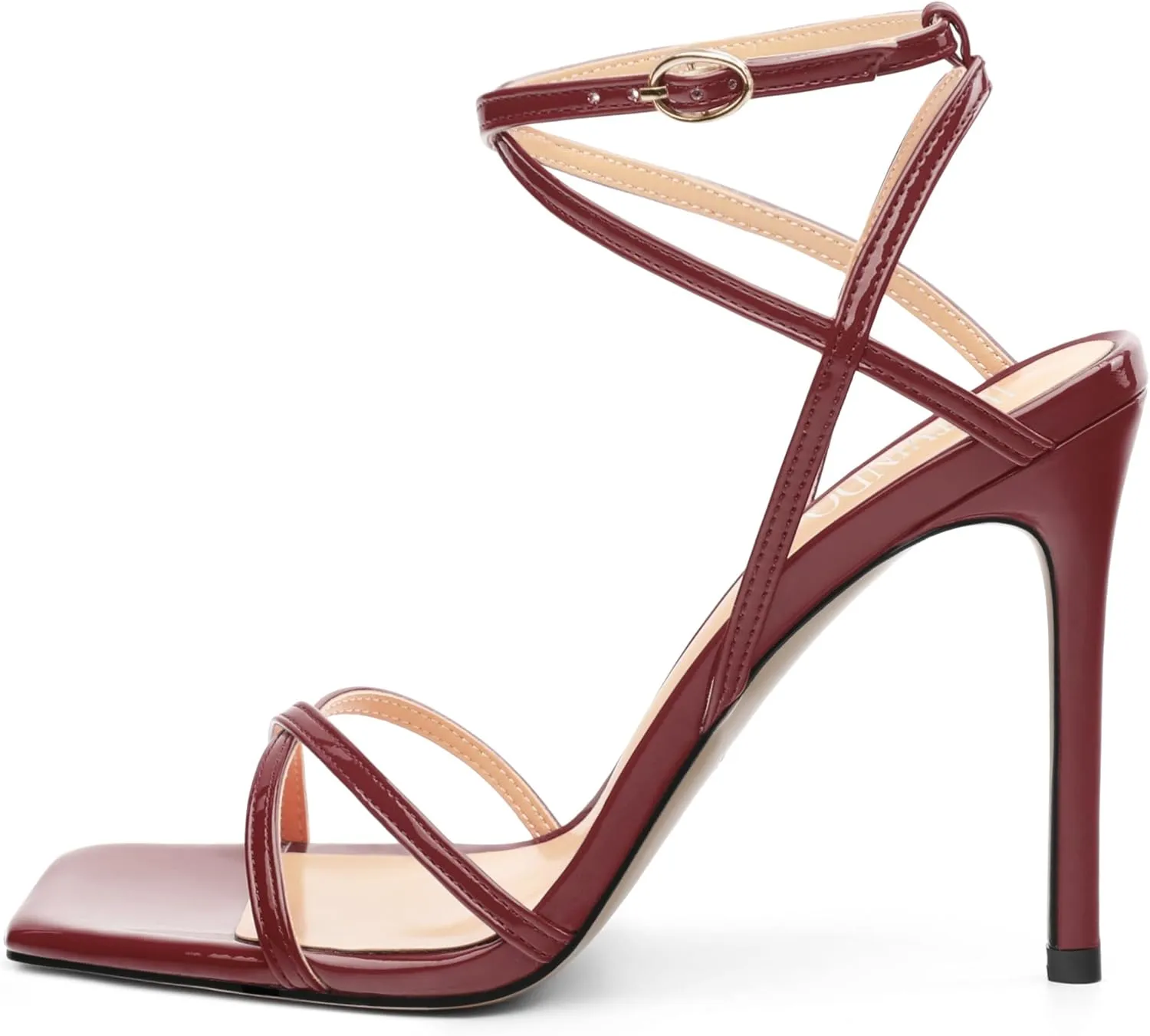 Stiletto High Heels For Women Slingback Strappy Open Square Toe Patent Heeled Sandals for Women Sexy Evening Fashion Dress Shoes