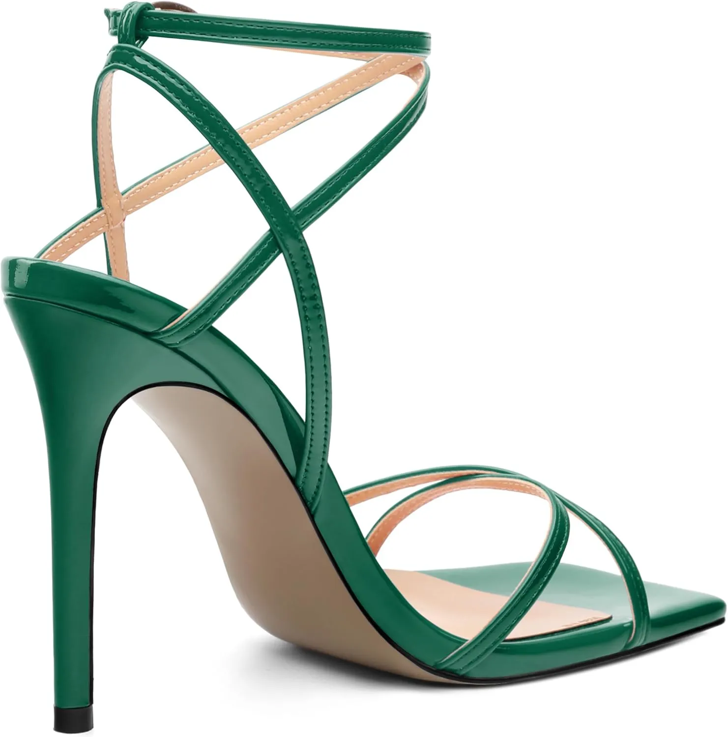 Stiletto High Heels For Women Slingback Strappy Open Square Toe Patent Heeled Sandals for Women Sexy Evening Fashion Dress Shoes