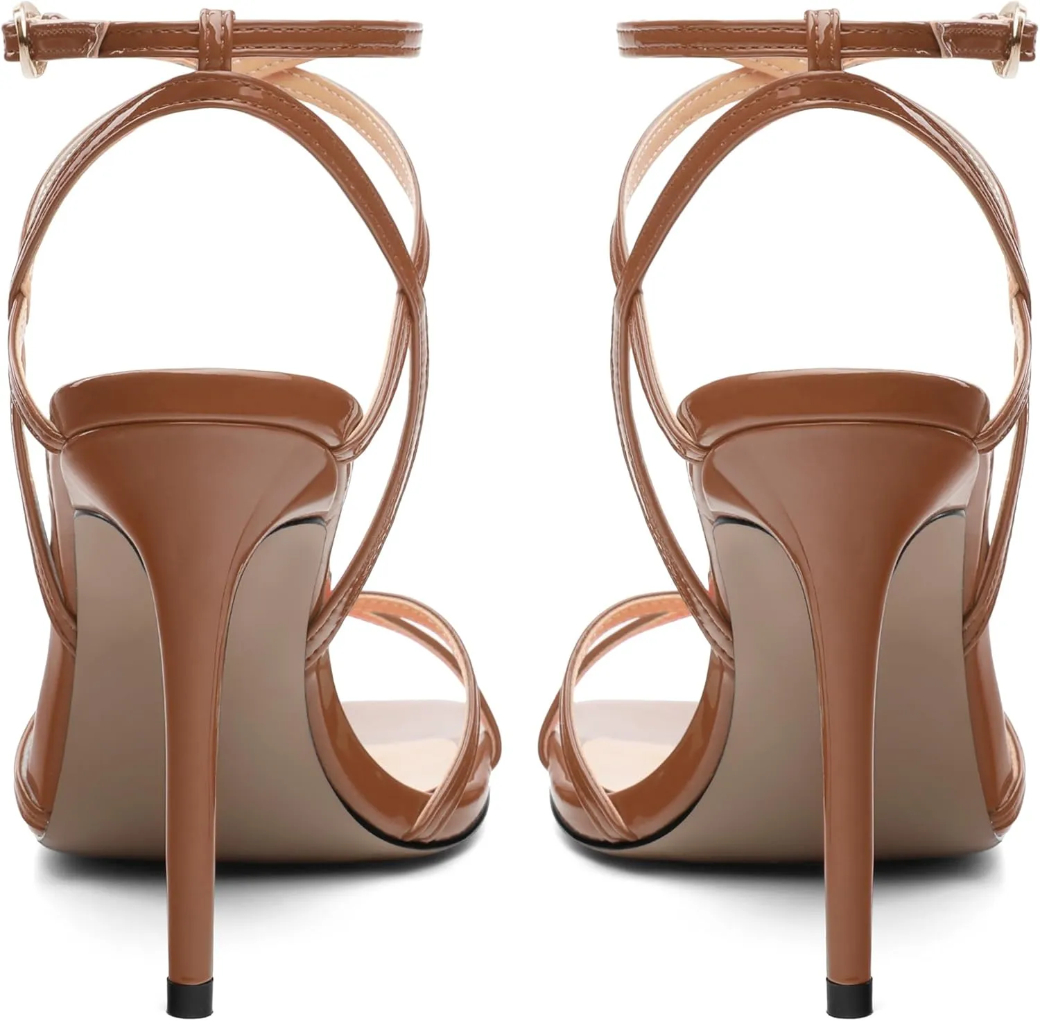 Stiletto High Heels For Women Slingback Strappy Open Square Toe Patent Heeled Sandals for Women Sexy Evening Fashion Dress Shoes