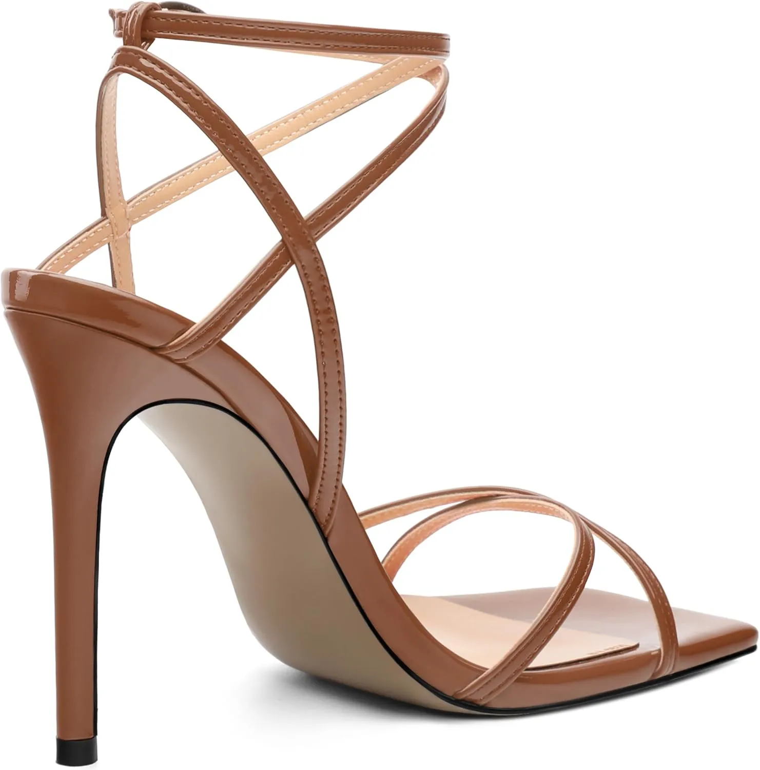 Stiletto High Heels For Women Slingback Strappy Open Square Toe Patent Heeled Sandals for Women Sexy Evening Fashion Dress Shoes