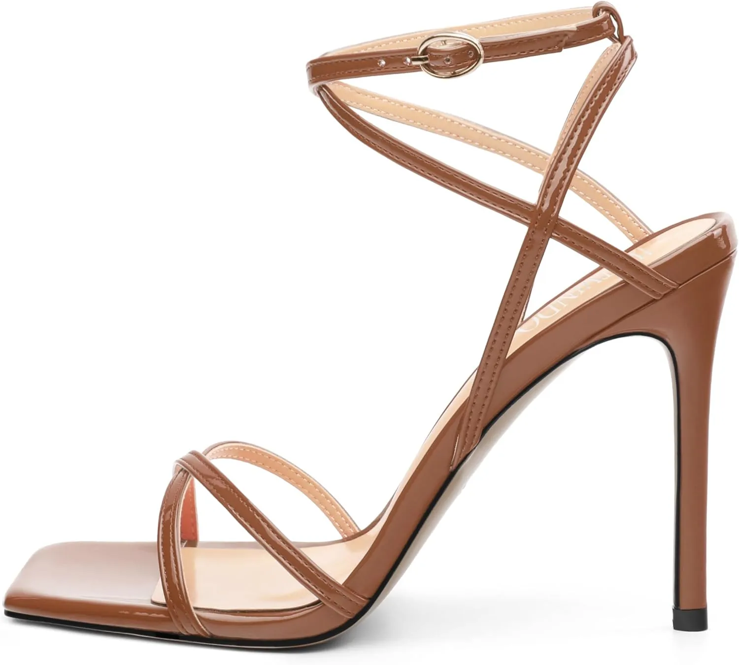 Stiletto High Heels For Women Slingback Strappy Open Square Toe Patent Heeled Sandals for Women Sexy Evening Fashion Dress Shoes
