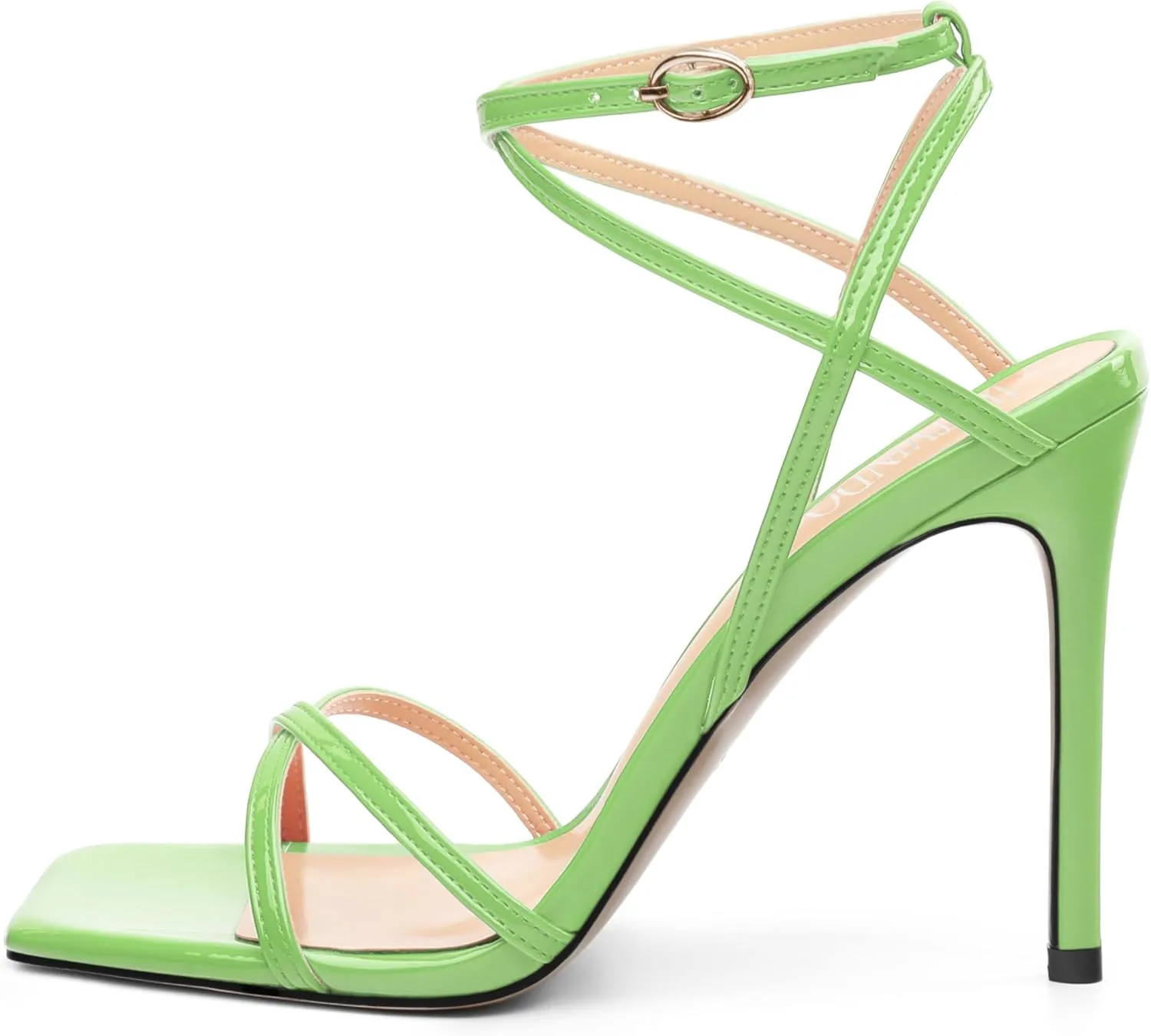 Stiletto High Heels For Women Slingback Strappy Open Square Toe Patent Heeled Sandals for Women Sexy Evening Fashion Dress Shoes