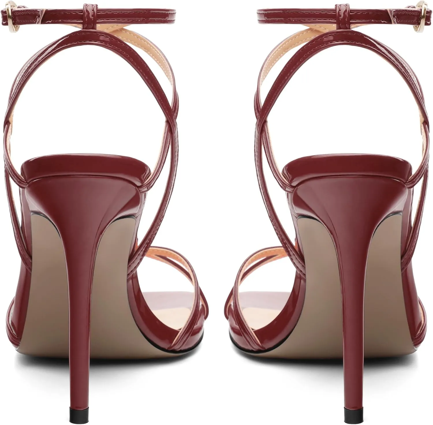 Stiletto High Heels For Women Slingback Strappy Open Square Toe Patent Heeled Sandals for Women Sexy Evening Fashion Dress Shoes