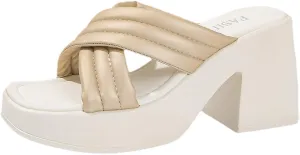 Strappy Heels Low Chunky Block Heel Dress Shoes Soled Solid Color Slip On Shoes