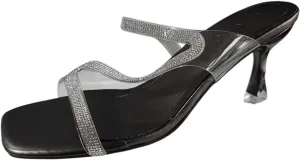Summer Sandals For Women Slippers Fine Heel Retro Outside Wear Rhinestone Middle Heel Large Size Sandals