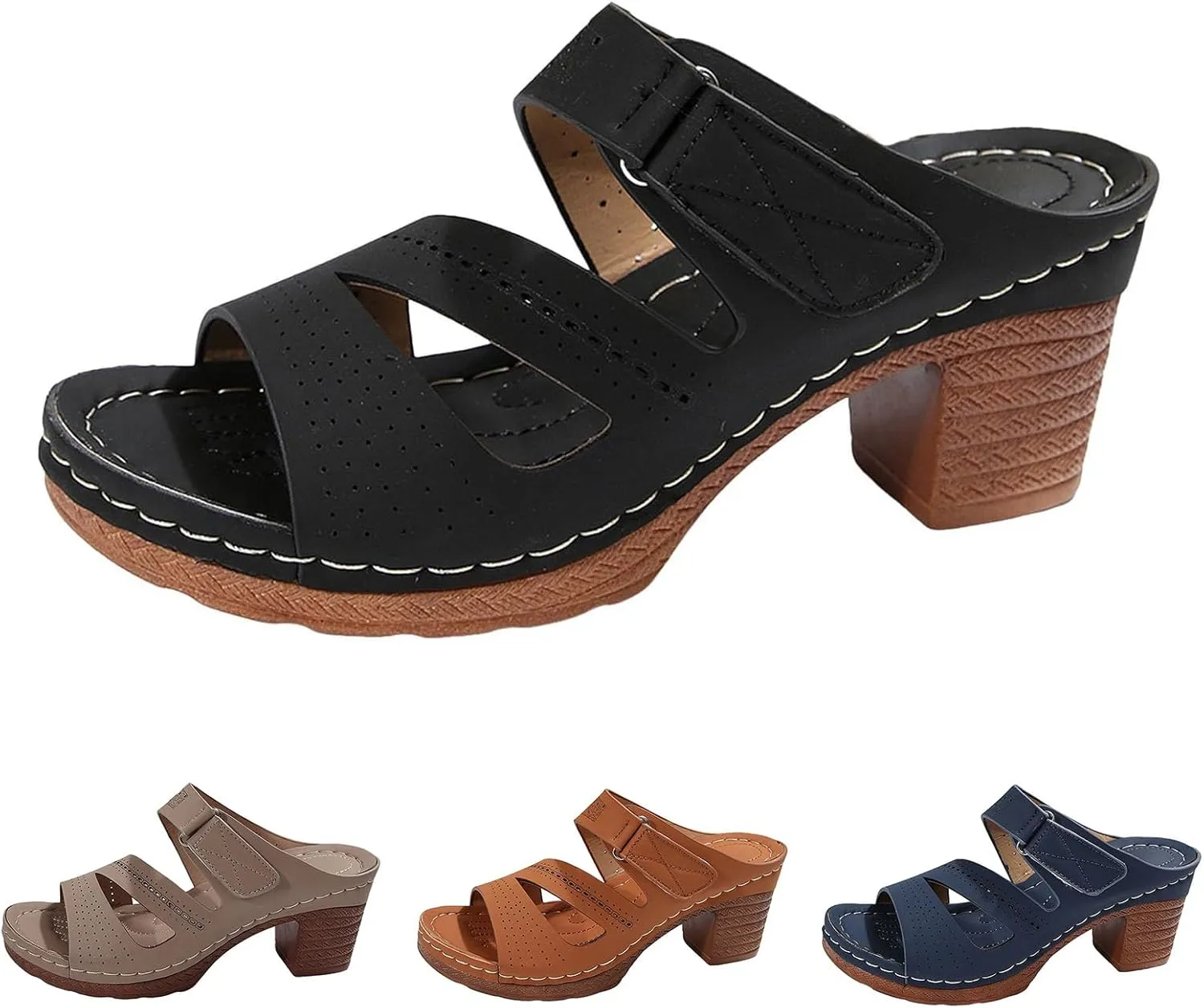 Summer Wedge Sandals for Women Comfortable Orthopedic Casual Dressy Slip On Sandals Breathable Lightweight Slippers Adjustable Slide Walking Beach Shoes
