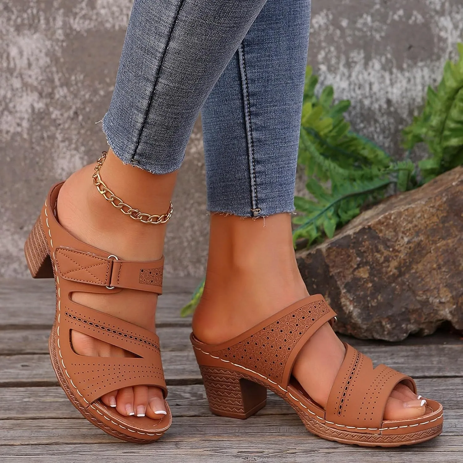 Summer Wedge Sandals for Women Comfortable Orthopedic Casual Dressy Slip On Sandals Breathable Lightweight Slippers Adjustable Slide Walking Beach Shoes
