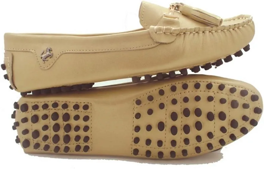 TDA Womens Casual Comfort Slip-on Metal Button Tassel Leather Driving Walking Leisure Weekend Loafers Boat Shoes