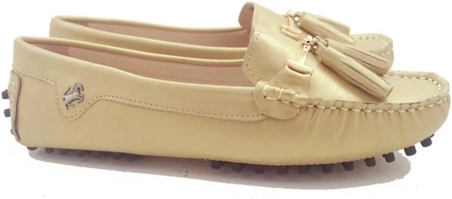 TDA Womens Casual Comfort Slip-on Metal Button Tassel Leather Driving Walking Leisure Weekend Loafers Boat Shoes