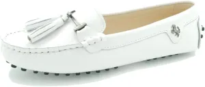 TDA Womens Casual Comfort Slip-on Metal Button Tassel Leather Driving Walking Leisure Weekend Loafers Boat Shoes