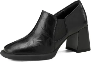 TinaCus Women's Handmade Genuine Leather Elastic Slip On Square Toe Chunky Low Heel Casual Loafer Pumps