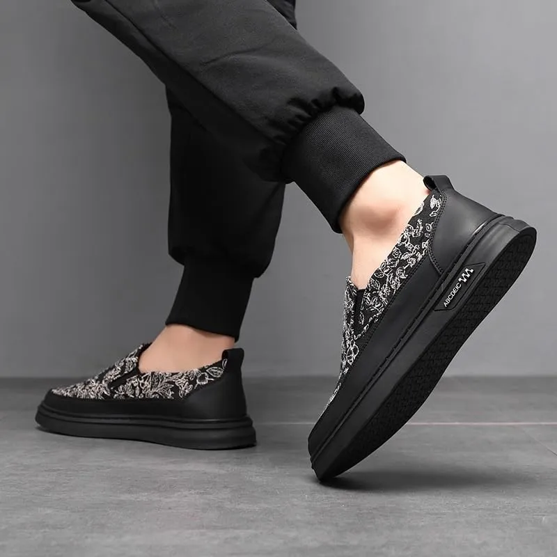 Trendy Men's Slip-On Canvas Sneakers Elastic Collar Easy Wear Casual Shoes for Outdoor Activities and Daily Use
