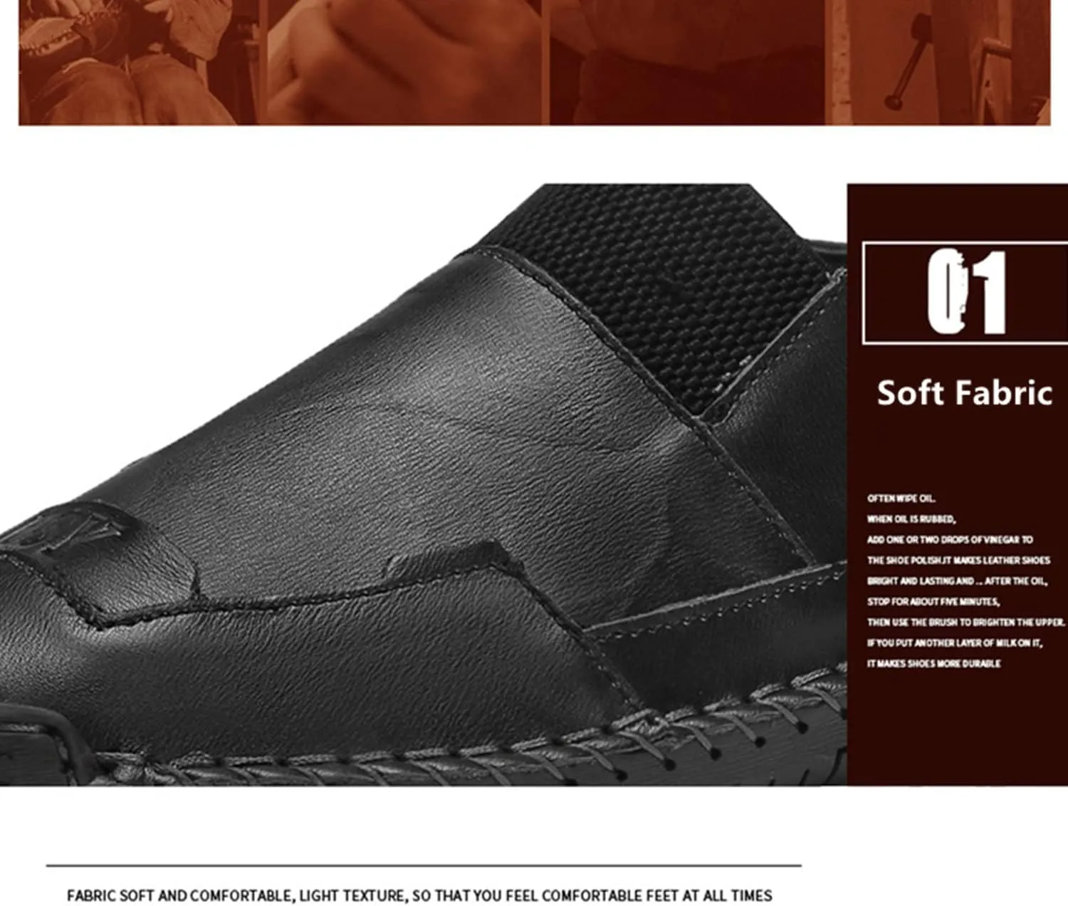 UIKGITP Mens Leather Driving Comfortable Shoes Hand Stitching Elastic Casual Shoes Loafer Boat Sneaker