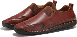 UIKGITP Mens Leather Driving Comfortable Shoes Hand Stitching Elastic Casual Shoes Loafer Boat Sneaker