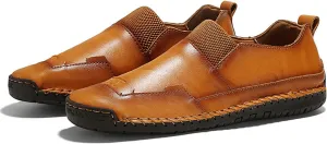 UIKGITP Mens Leather Driving Comfortable Shoes Hand Stitching Elastic Casual Shoes Loafer Boat Sneaker
