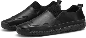 UIKGITP Mens Leather Driving Comfortable Shoes Hand Stitching Elastic Casual Shoes Loafer Boat Sneaker