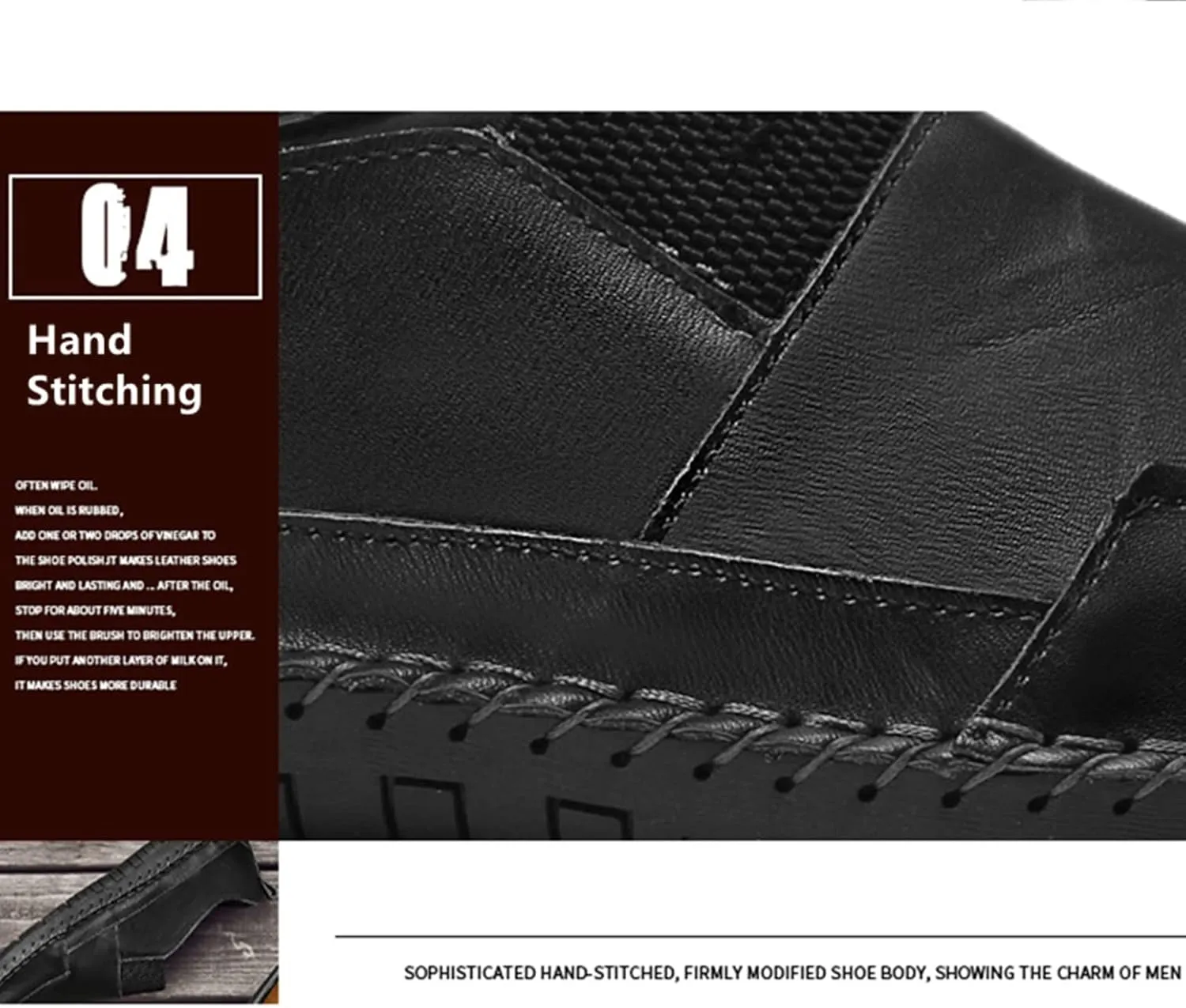 UIKGITP Mens Leather Driving Comfortable Shoes Hand Stitching Elastic Casual Shoes Loafer Boat Sneaker