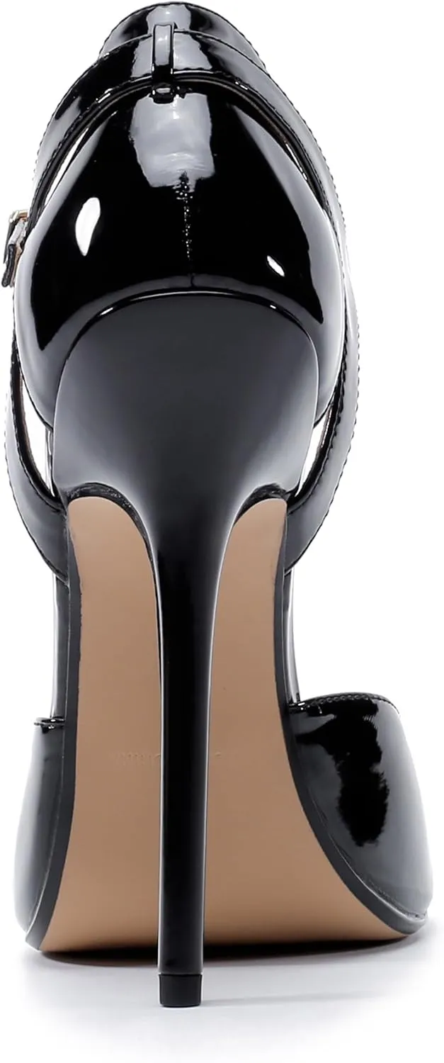 Unisex Men's Women's Round Toe High Heels Stiletto Patent Leather Heels Ankle Strap Pumps Dress Party Shoes