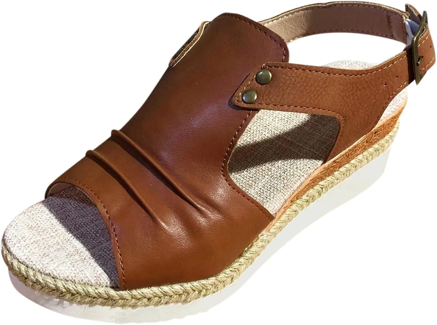 Wedge Sandals for Women Arch Support, Leather Women's Sandal Comfort,Cooling Gel Padding and an Adjustable Fit for Exceptional Walking Comfort
