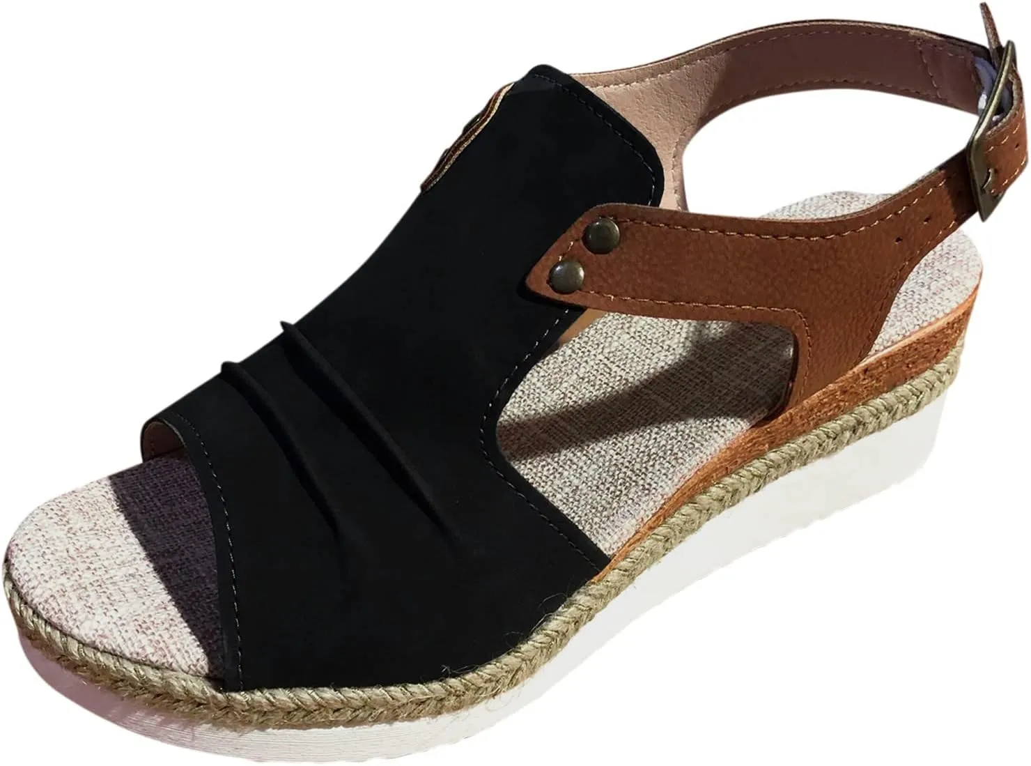 Wedge Sandals for Women Arch Support, Leather Women's Sandal Comfort,Cooling Gel Padding and an Adjustable Fit for Exceptional Walking Comfort
