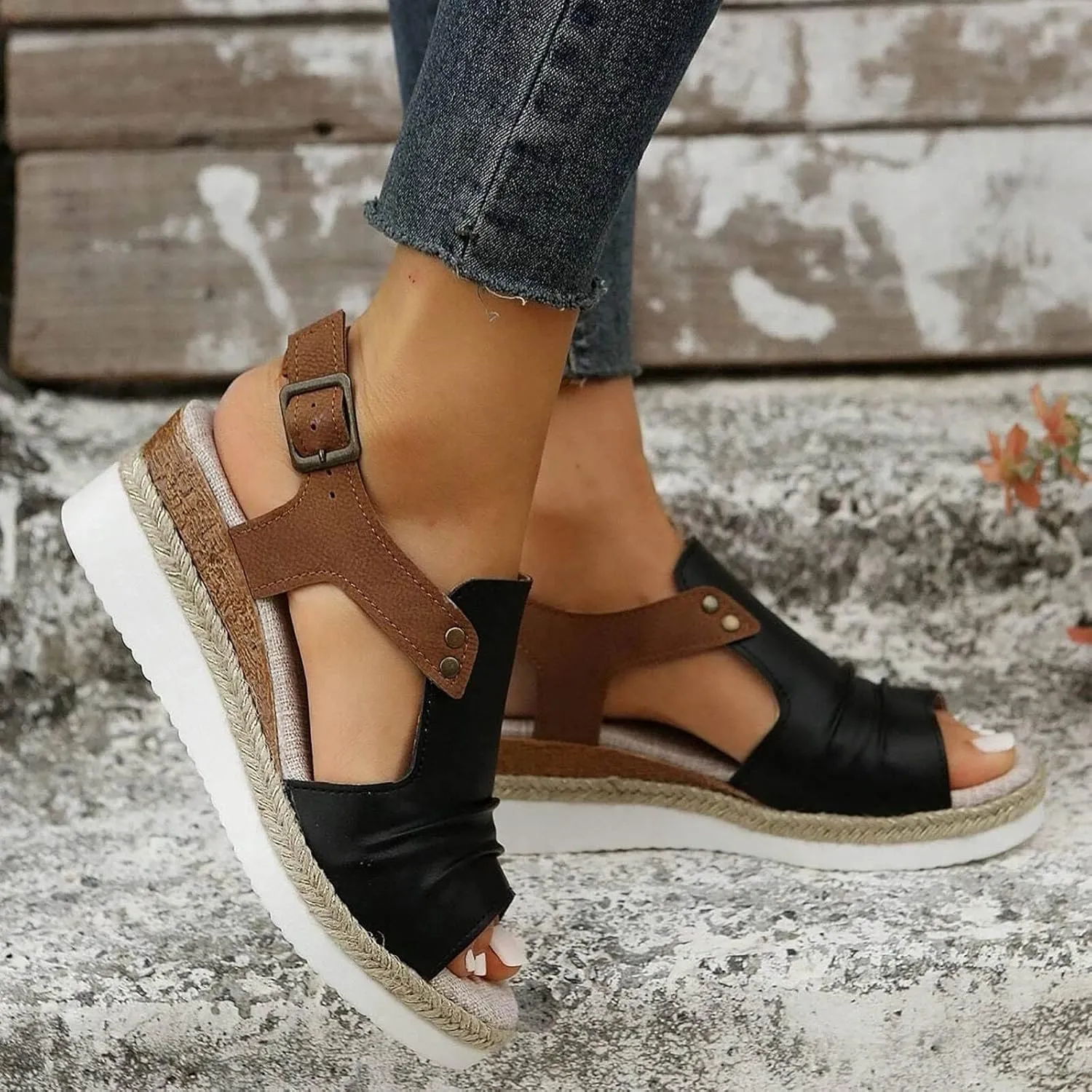 Wedge Sandals for Women Arch Support, Leather Women's Sandal Comfort,Cooling Gel Padding and an Adjustable Fit for Exceptional Walking Comfort