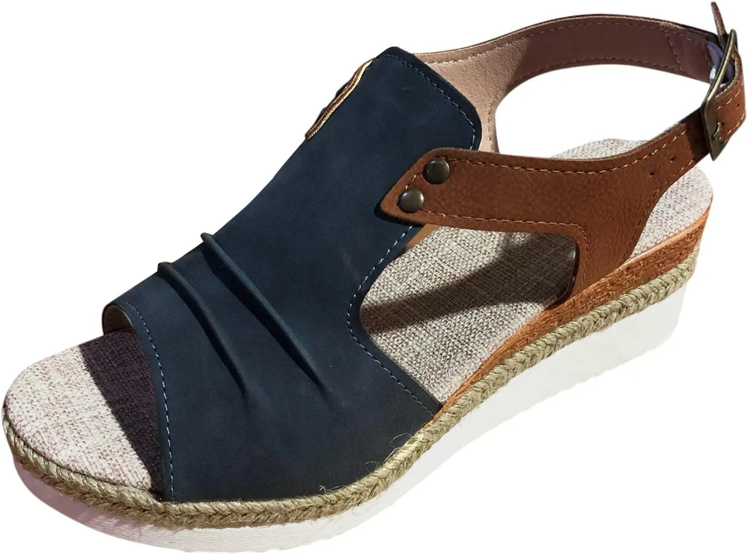 Wedge Sandals for Women Arch Support, Leather Women's Sandal Comfort,Cooling Gel Padding and an Adjustable Fit for Exceptional Walking Comfort