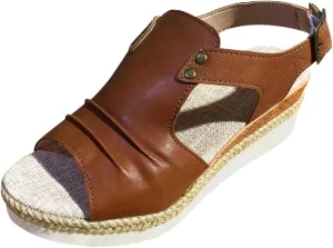 Wedge Sandals for Women Arch Support, Leather Women's Sandal Comfort,Cooling Gel Padding and an Adjustable Fit for Exceptional Walking Comfort