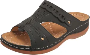 Wedge Sandals for Women Hollow Out Slip On Platform Wedge Sandals Comfortable Open Toe Slippers Vintage Summer Casual Walking Shoes Indoor Outdoor