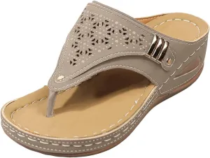 Wedge Womens Flip Flops with Arch Support Summer Beach Walking Thong Cushion Sandals Comfortable Slip On