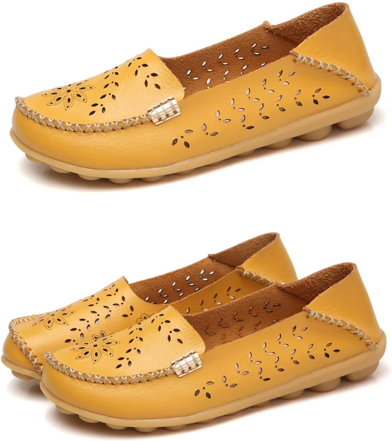 Womens Boat Shoes Comfort Walking Cute Flat Loafer Hollow Flowers Breathable Sandals, Summer Casual Closed Toe Flat Sandals Comfortable Slip On Boat Shoe All Day Comfort