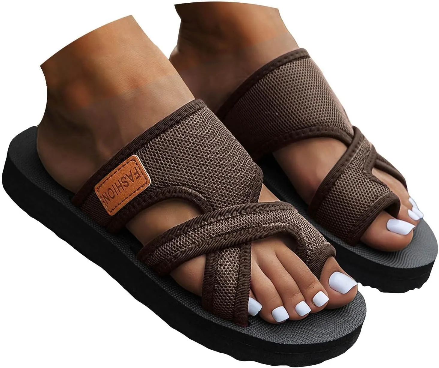Women's Breathable Orthopedic Sandals Comfort Walking Non-Slip Flip Flops Ergonomic Hollow Mesh Slides Sandals for Women 2025 Indoor And Outdoor
