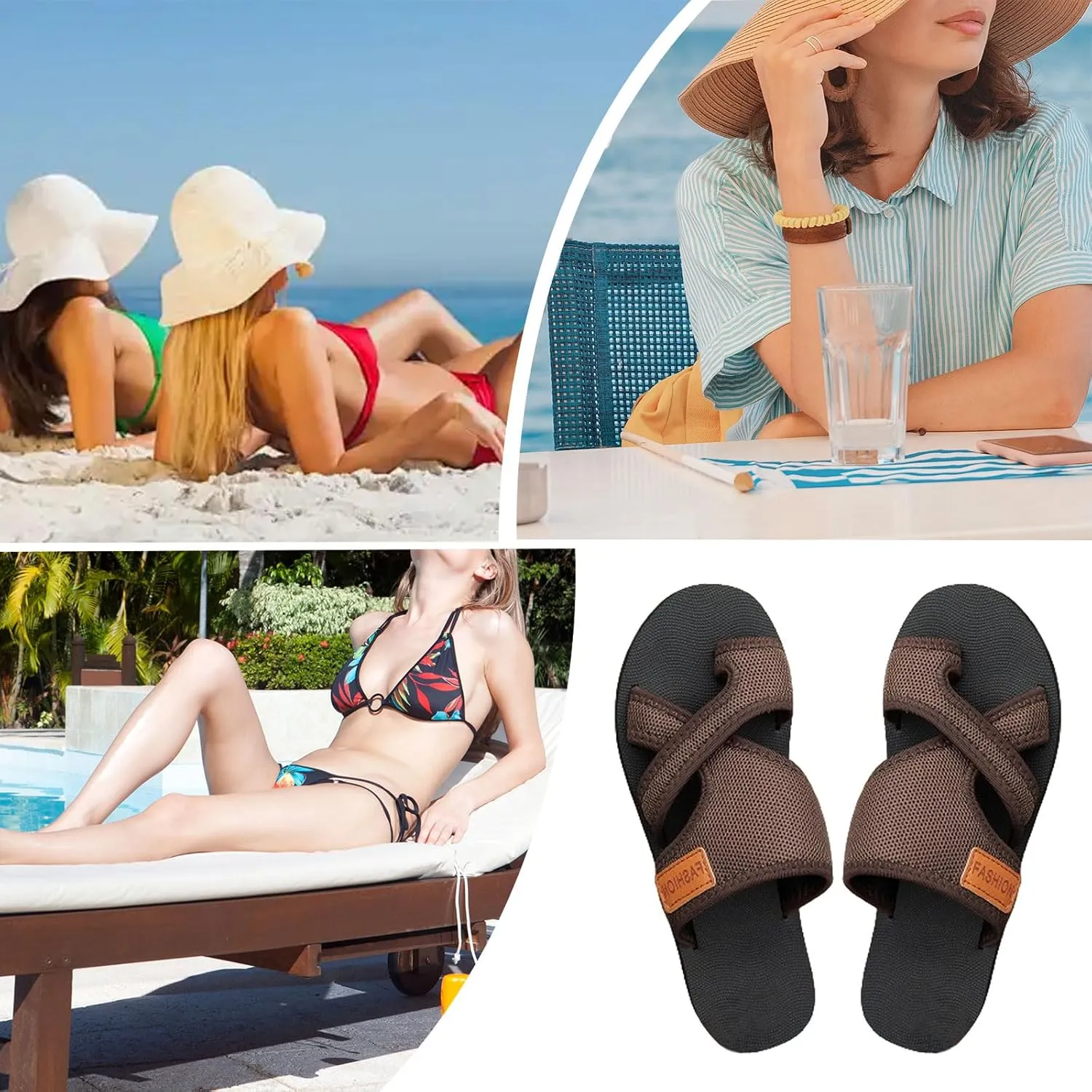 Women's Breathable Orthopedic Sandals Comfort Walking Non-Slip Flip Flops Ergonomic Hollow Mesh Slides Sandals for Women 2025 Indoor And Outdoor