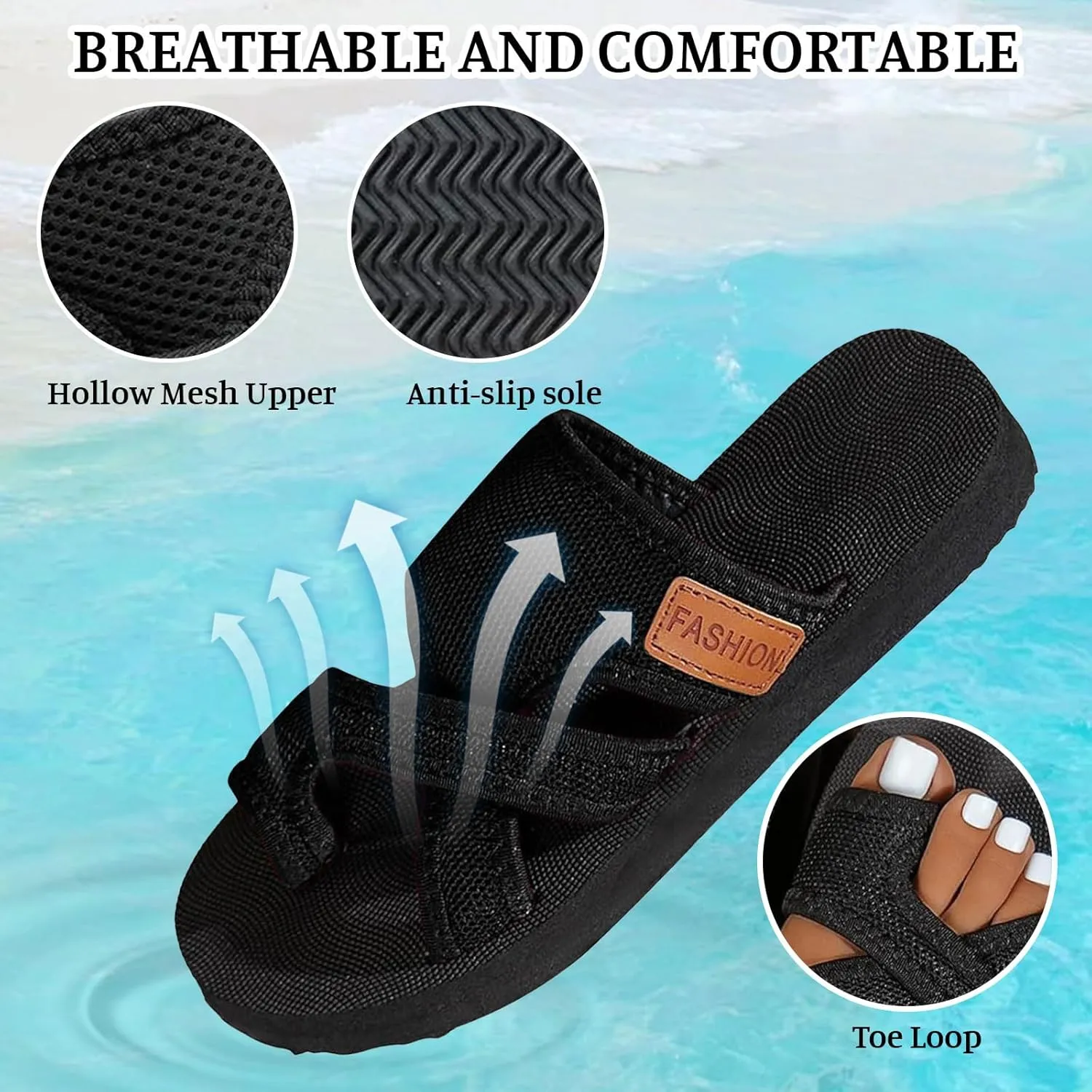 Women's Breathable Orthopedic Sandals Comfort Walking Non-Slip Flip Flops Ergonomic Hollow Mesh Slides Sandals for Women 2025 Indoor And Outdoor