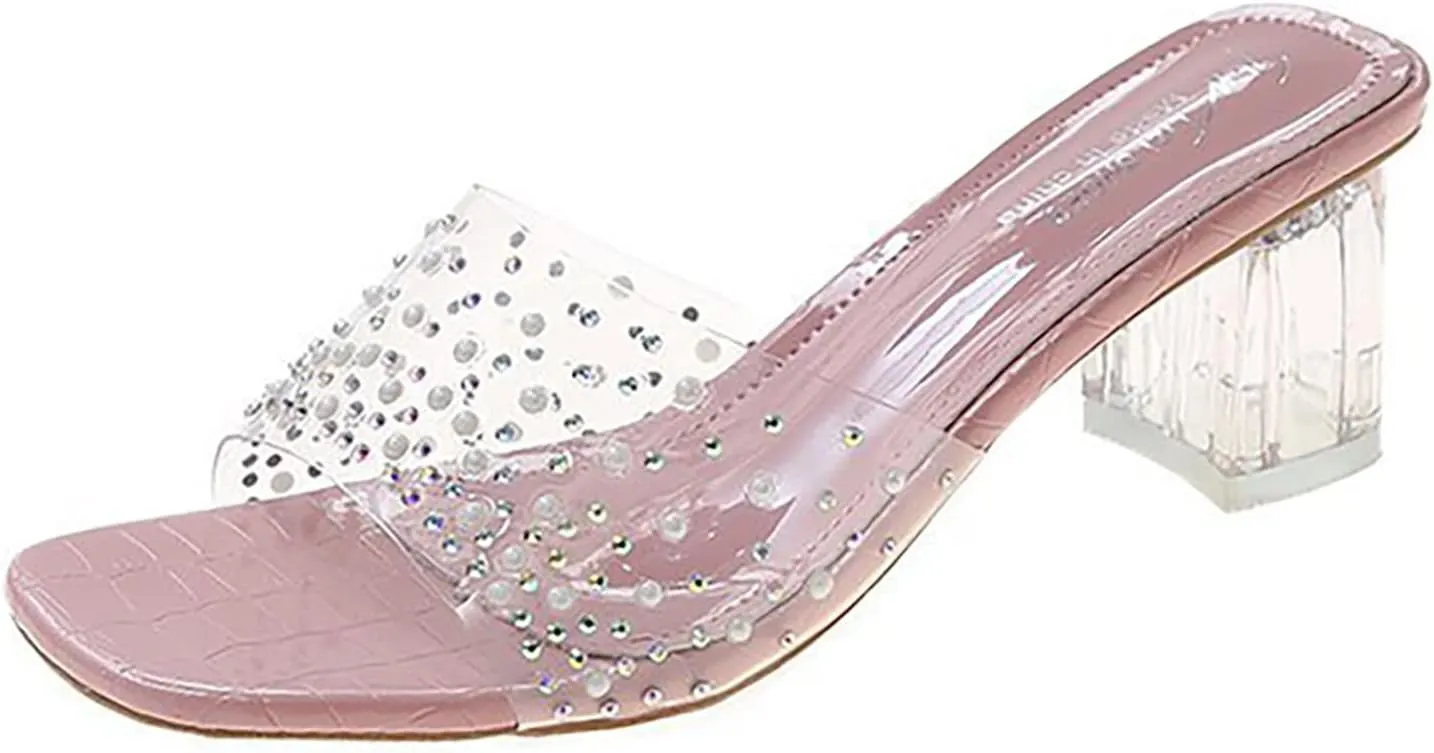 Women's Breathable Peep Toe Sandals Ankle Strap Wedding Business Dressy Shoes Low Block Chunky Banquet Shoes