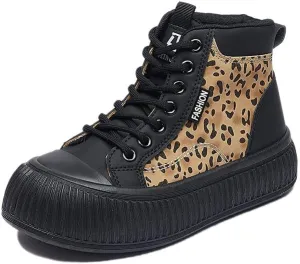 Women's Easy to Clean wear-Resistant Skateboard Shoes with Good Grip, Breathable lace-up high-top Sneakers, Women's Footwear