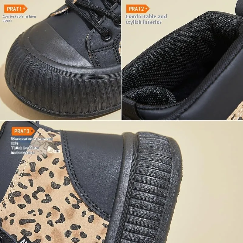 Women's Easy to Clean wear-Resistant Skateboard Shoes with Good Grip, Breathable lace-up high-top Sneakers, Women's Footwear