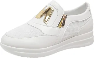 Womens Flat Slip On Sneakers Casual Walking Shoes Lightweight Canvas Comfortable Elastic Non Slip Loafers