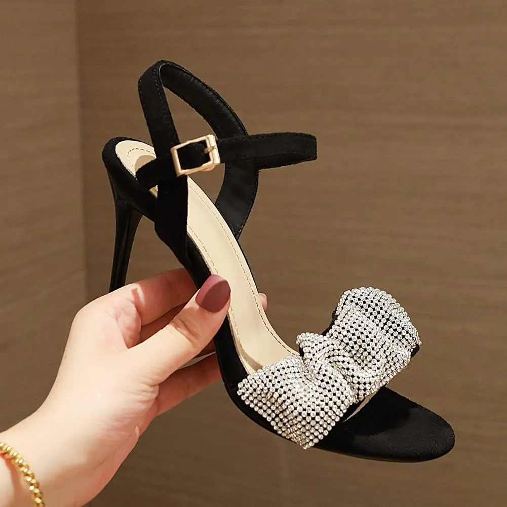 Womens High Heels Stilettos Round Toe Ankle Strap High Heel Sandal