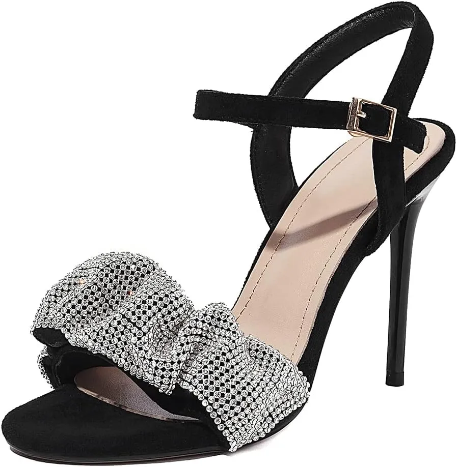 Womens High Heels Stilettos Round Toe Ankle Strap High Heel Sandal
