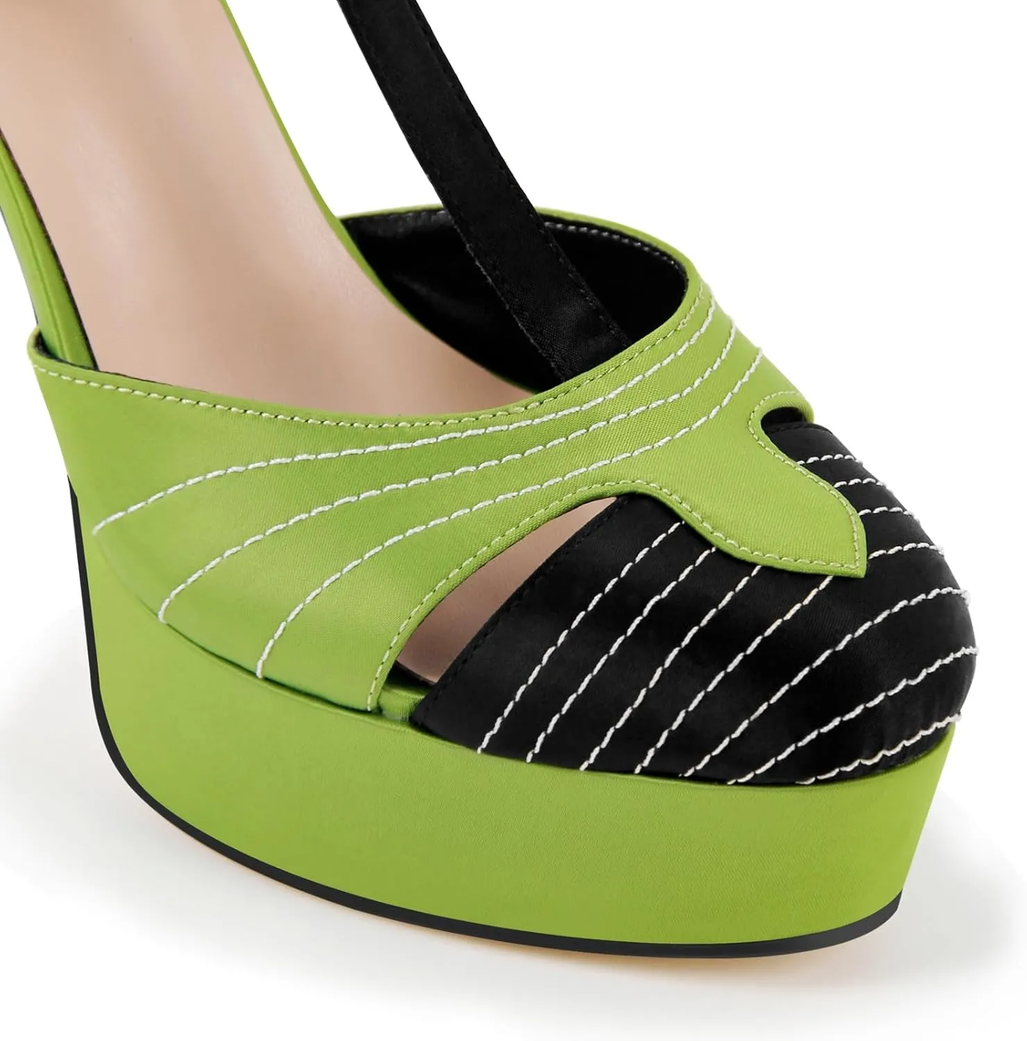 Women's Platform Round Toe High Heels Ankle Buckle Stilettos