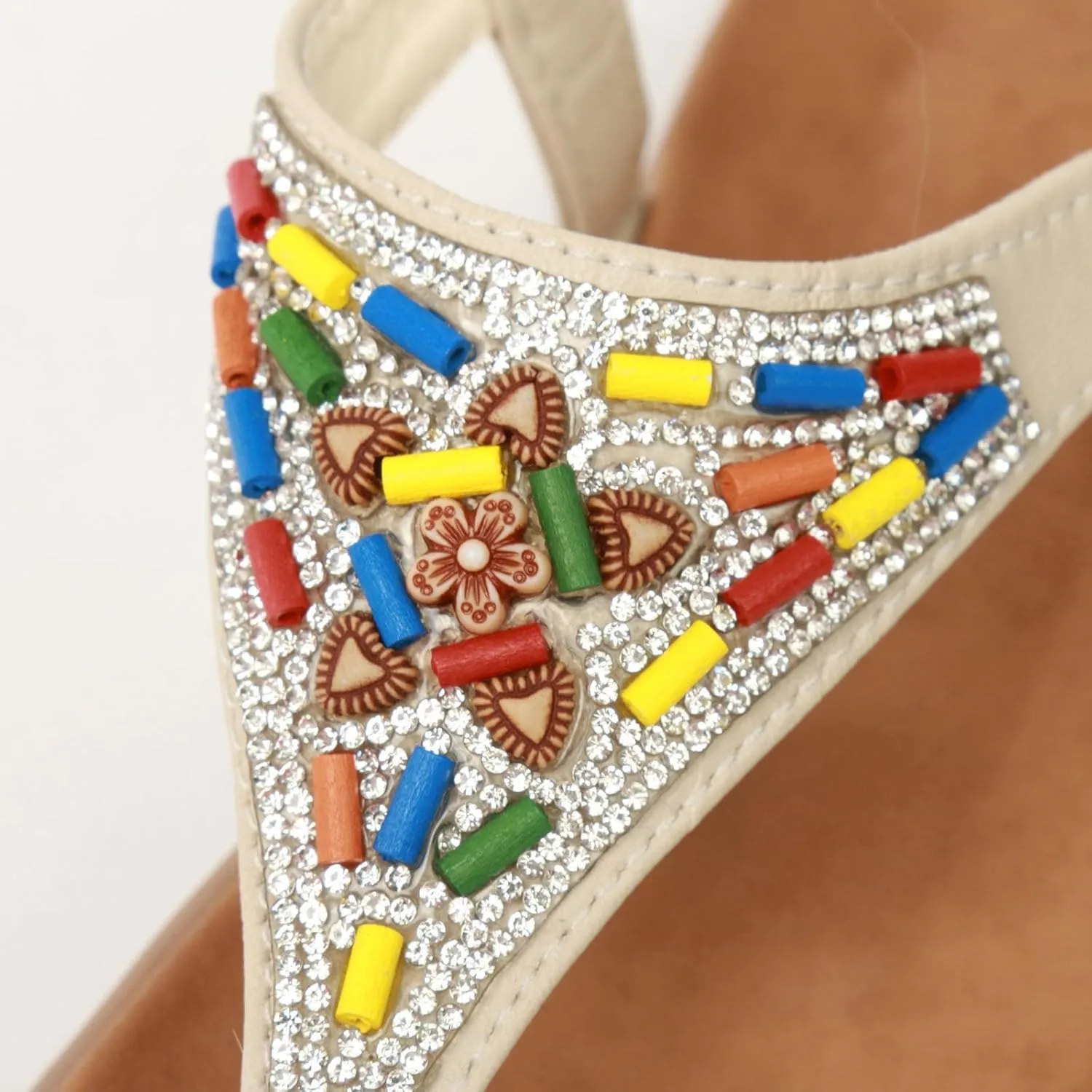 Womens Sandals 2025 Bohemian Beaded Dressy Summer Flat Casual Ankle Strap Elastic Slip on Beach Sandal