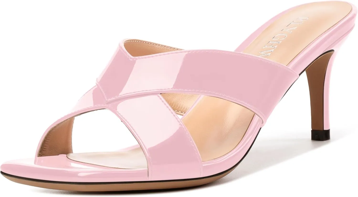 Womens Sandals, Open Square Toe Stiletto High Heels, Fashion Solid Patent Heeled Sandals