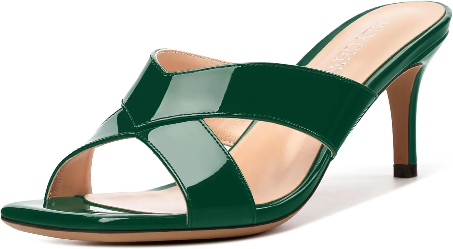 Womens Sandals, Open Square Toe Stiletto High Heels, Fashion Solid Patent Heeled Sandals