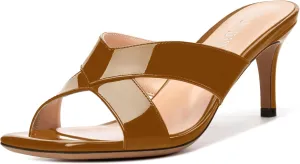 Womens Sandals, Open Square Toe Stiletto High Heels, Fashion Solid Patent Heeled Sandals